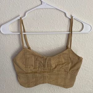Tiger Mist Cropped Tan Top with Adjustable Straps and Side Zipper - Size XXS